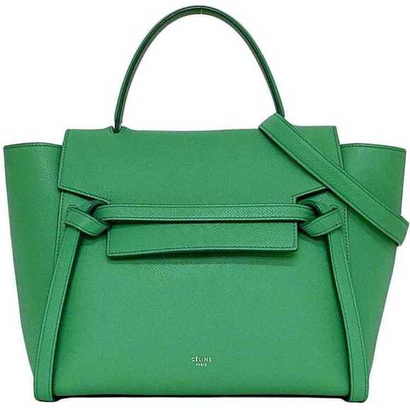 CELINE Green Leather Shoulder Bag - Picture 1 of 11